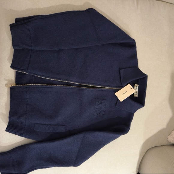 ❌SOLD❌Miu miu cardigan zipper navy - Picture 4 of 10